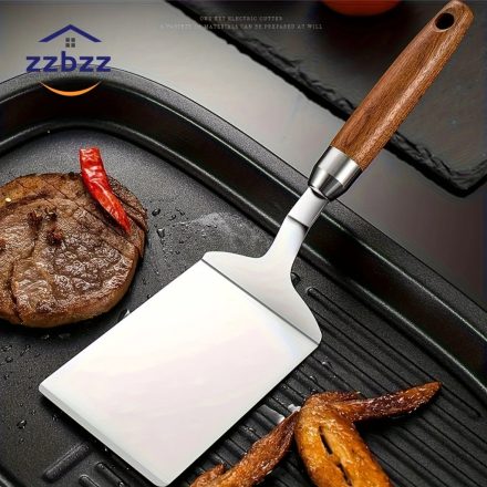 Rozsdamentes Acél Tapadásmentes Spatula Fa Nyéllel